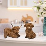 2pcs Highland Cow Figurines for Home, 5Inch Highland Cows Decor for Table Kitchen Book Shelf Bathroom Farmhouse, Highland Cow Gifts for Women and Kids - Image 6