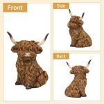 2pcs Highland Cow Figurines for Home, 5Inch Highland Cows Decor for Table Kitchen Book Shelf Bathroom Farmhouse, Highland Cow Gifts for Women and Kids - Image 7