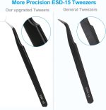 YHYZ 3PCS Precision Tweezers Set, Premium Stainless Steel Anti-Static ESD Tweezes, Suitable for Tweezers, for Craft, Electronic, Soldering, Model, Hobby, Jewelry Making Laboratory - Image 5
