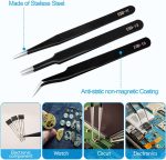 YHYZ 3PCS Precision Tweezers Set, Premium Stainless Steel Anti-Static ESD Tweezes, Suitable for Tweezers, for Craft, Electronic, Soldering, Model, Hobby, Jewelry Making Laboratory - Image 6