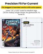 10 Pack Current Comic Book Top Loaders, 15 Mil Rigid | PVC Hard Sleeves, 5mm Deep Comic Book Hard Sleeves Protectors for Modern Comics Storage, Display, Collection & Signed Comics - Image 3