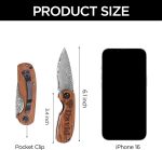 Personalized Pocket Knife for Men, Engraved Damascus Groomsmen Gift | Real 67-layer Damascus VG10 steel pocket knife, rosewood handle, custom engraved for groomsmen - Image 5
