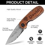Personalized Pocket Knife for Men, Engraved Damascus Groomsmen Gift | Real 67-layer Damascus VG10 steel pocket knife, rosewood handle, custom engraved for groomsmen - Image 6