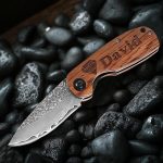 Personalized Pocket Knife for Men, Engraved Damascus Groomsmen Gift | Real 67-layer Damascus VG10 steel pocket knife, rosewood handle, custom engraved for groomsmen - Image 7