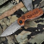 Personalized Pocket Knife for Men, Engraved Damascus Groomsmen Gift | Real 67-layer Damascus VG10 steel pocket knife, rosewood handle, custom engraved for groomsmen - Image 9