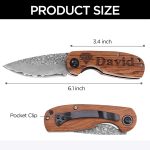 Personalized Pocket Knife for Men, Engraved Damascus Groomsmen Gift | Real 67-layer Damascus VG10 steel pocket knife, rosewood handle, custom engraved for groomsmen - Image 10