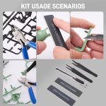 Model Building Tools Kit,6-Piece with 4.3inch Precision Model Nipper, Clean Cuts with No Whitening, for Plastic Models, Gundam, Miniatures - Image 9