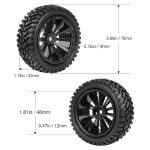 HobbyPark Outer Diameter 2.99 inch / 76mm Rubber RC Car Tires & Wheel Rims Foam Inserts 12mm Hex Hub (4-Pack) - Image 3