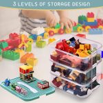 Plastic Storage Organizer for Lego Box Kids Child Toy Stackable Containers with Lids Bins 3 Layers Adjustable Compartments Building Blocks Chest Case - Image 3