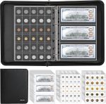400-Pocket Fireproof Coin Collection Book & 36 Paper Money Organizer Binder | Coin Collection Album Holder for Coin Currency Collection Supplies,Pennies,Bill,Tokens,Badges, Collectors - Image 2