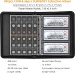 400-Pocket Fireproof Coin Collection Book & 36 Paper Money Organizer Binder | Coin Collection Album Holder for Coin Currency Collection Supplies,Pennies,Bill,Tokens,Badges, Collectors - Image 4