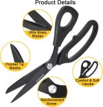 10" Scissors All Purpose, Heavy Duty Scissors for Office,Black | Premium Stainless Steel Sharp Blade,Comfort Grip Soft Handles for Fabric,Paper,Leather,Clothing, Sewing & Crafting DIY - Image 4