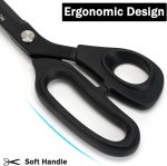10" Scissors All Purpose, Heavy Duty Scissors for Office,Black | Premium Stainless Steel Sharp Blade,Comfort Grip Soft Handles for Fabric,Paper,Leather,Clothing, Sewing & Crafting DIY - Image 6
