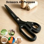 10" Scissors All Purpose, Heavy Duty Scissors for Office,Black | Premium Stainless Steel Sharp Blade,Comfort Grip Soft Handles for Fabric,Paper,Leather,Clothing, Sewing & Crafting DIY - Image 7