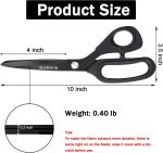 10" Scissors All Purpose, Heavy Duty Scissors for Office,Black | Premium Stainless Steel Sharp Blade,Comfort Grip Soft Handles for Fabric,Paper,Leather,Clothing, Sewing & Crafting DIY - Image 8