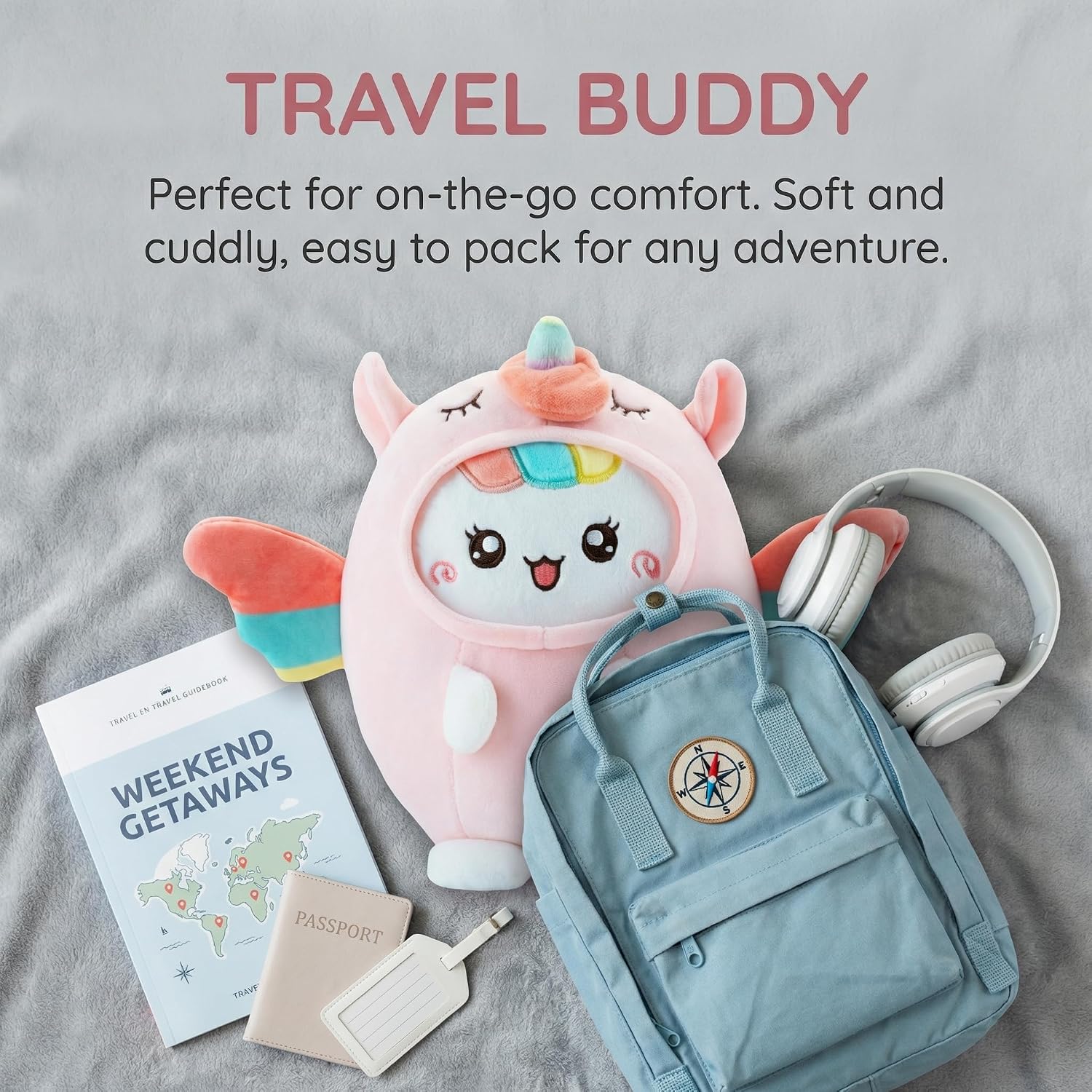 AIXINI Soft Huggable Cat Plush Pillow - Adorable Stuffed Animal for Cuddling, Comfort Gift for All Ages, Ultra Soft Filling, Fluffs Up Easily (Unicorn, Medium Size) - Image 5