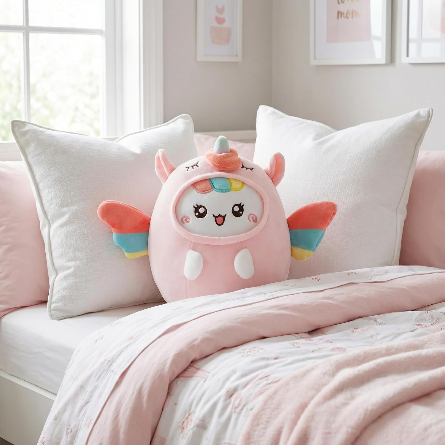 AIXINI Soft Huggable Cat Plush Pillow - Adorable Stuffed Animal for Cuddling, Comfort Gift for All Ages, Ultra Soft Filling, Fluffs Up Easily (Unicorn, Medium Size) - Image 7