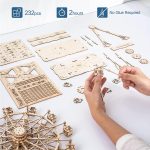 Rolife 3D Wooden Puzzle Hand Crank Music Box Machinarium Toys-DIY Wood Craft Kit-Creative Gift for Adults When Christmas/Birthday (Ferris Wheel Wood Color) - Image 5