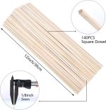 140 Pcs Balsa Wood Sticks, 1/8 X 1/8 X 12 in Square Dowel Rods | Smooth Unfinished Wood, Easy To Cut, Paint, And Stain For Crafts, Models, Dollhouses, Frames, And DIy Projects - Image 3