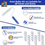 Paint Roller Kit with Extension Pole, 27 Piece Set, 2 to 4 Ft Pole, 4"9" Paint Rollers, Paint Brushes Set for Professional Painting,House Paint Roller for All Latex and Oil Paints & Stains - Image 3