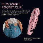Pink Pocket Knife for Women - Legal Small Knife - 2.68 Inch Serrated Blade - Womens Knife for Self Defense - Cute Girl Survival Tool Pocket & Folding Knives - Mothers Day Gift Idea - 6655 P - Image 6