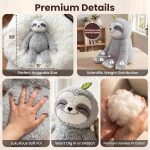 Mewaii Weighted Stuffed Animals Sloth Plush, Heatable Coolable, 4 lb, 20in | Mom's Choice Award, Microwaveable Inner Pad, Huggable Sloth Plushies, Cozy Gift for Kids & Adults - Image 10
