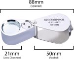Pineapple 30X Jewelers Loupe with Light, Lighted Magnifying Glass Eye Loop, Illuminated LED Light Metal Pocket Magnifier for Jewelry, Currency, Plants, Coins, Diamonds, Stamps - Image 9