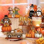 Yousoontic 6 Pcs Fall Thanksgiving Table Decor,Cute,Bright Orange | Wooden Thanksgiving Table Decorations Centerpieces, Thanksgiving Decorations, Give Thanks, Pumpkin & Truck Tabletop Signs - Image 3