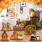 Yousoontic 6 Pcs Fall Thanksgiving Table Decor,Cute,Bright Orange | Wooden Thanksgiving Table Decorations Centerpieces, Thanksgiving Decorations, Give Thanks, Pumpkin & Truck Tabletop Signs - Image 6