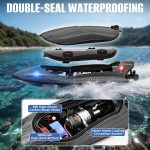 Rc Boat,12 inch Big Remote Control Boats with LED Light,40 KPH Fast RC Speed Boats with 2000mAh Battery Ideal Waterproof Toy Boats for Lakes & Pools & Salt Water Summer Toys for Adults - Image 4