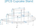 HENABLE Acrylic Display Risers, 3 Tier Clear Cupcake Perfume Stand Organizer, Half Moon Dessert Stand for Display, Food, Amiibo Funko POP Figure (2half - Image 5
