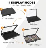Card Display Case Aluminum Trade Show Display Case Large Portable Trading with Lock for Collectibles, Sports Cards. 34IN x 22IN - Black - Image 3