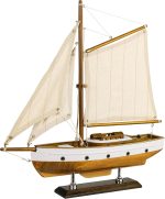 SAILINGSTORY Wooden Sailboat Decor Sailing Ship Model Boat Natural | 1930's Classic Yacht, Handcraft Authentic Details, Nautical Decor - Image 4