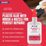 (2-in-1) Super Glue for Plastic with Brush Applicator & Nozzle - Fast Setting Plastic Glue Heavy Duty for Solid Bonds, DIY & More, Crystal Clear & No Stain Glue - Image 5