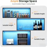 67" Display Cabinet with Glass Doors and 2 Drawers | Black | RGB LED Lights, Pop-Up Glass Doors, Adjustable Shelves, Anti-Tip Design - Image 8