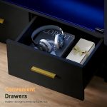 67" Display Cabinet with Glass Doors and 2 Drawers | Black | RGB LED Lights, Pop-Up Glass Doors, Adjustable Shelves, Anti-Tip Design - Image 9