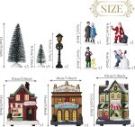 Valery Madelyn Pre-Lit Christmas Village Set House Decoration, Battery Operated Christmas Figurine Accessories Town Building Collection for Holiday Xmas DIY Tabletop (17 PCS) - Image 4