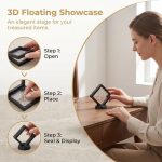 Floating Display Frame,for Jewelry & Coin Storage,Transparent Suspension Storage Box for Collector Daily Small Item Showcase & Gift Packaging, Black - Image 6