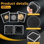 120 Pcs Adjustable Acrylic Coin Holder, Coin Collection Cases with Sponges for Collectors, Coin Snap Holders for Silver Dollar Protection, Plastic Coin Cases Supplies (20mm-40mm) - Image 4