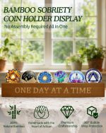 Bamboo Sobriety Coin Holder Display, Holds up to 6 AA Chips | AA Coin Holder Display, Natural Bamboo, Fade-Resistant Finish, No Assembly Required, AA Chip Organizer, Sobriety Gifts - Image 3