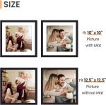 upsimples 12.5x12.5 Picture Frame, Wall Decor Photo Frames, Black 1 Pack | 12.5 x 12.5 Frame, 10x10 Frame with Mat for Gallery Wall, Family, Baby, Dog, Dorm, Christmas - Image 4