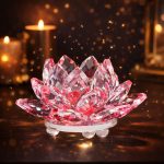 Sparkle Crystal Lotus Figurine, Flower Crystal Fengshui Glass Ornaments for Home Office Tabletop Decoration, Pink - Image 3