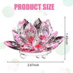 Sparkle Crystal Lotus Figurine, Flower Crystal Fengshui Glass Ornaments for Home Office Tabletop Decoration, Pink - Image 4