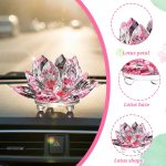 Sparkle Crystal Lotus Figurine, Flower Crystal Fengshui Glass Ornaments for Home Office Tabletop Decoration, Pink - Image 5
