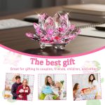 Sparkle Crystal Lotus Figurine, Flower Crystal Fengshui Glass Ornaments for Home Office Tabletop Decoration, Pink - Image 6