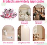 Sparkle Crystal Lotus Figurine, Flower Crystal Fengshui Glass Ornaments for Home Office Tabletop Decoration, Pink - Image 7