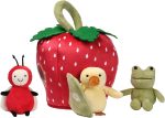 Lambs & Ivy Strawberry Plush Interactive Play Set with Stuffed Animal Toys | Developmental Soft Baby/Toddler Playset Strengthens Fine Motor Skills & Object Permanence - Birth + - Image 3