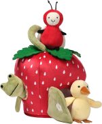 Lambs & Ivy Strawberry Plush Interactive Play Set with Stuffed Animal Toys | Developmental Soft Baby/Toddler Playset Strengthens Fine Motor Skills & Object Permanence - Birth + - Image 4