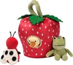 Lambs & Ivy Strawberry Plush Interactive Play Set with Stuffed Animal Toys | Developmental Soft Baby/Toddler Playset Strengthens Fine Motor Skills & Object Permanence - Birth + - Image 5