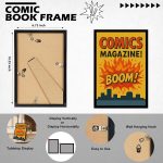 4 Pack Comic Book Frame Display up to 6 3/4 x 10 1/4 Comic Book for Wall and Tabletop Display, Comic Book Display Frame with Shatter Resistant Plexiglass for Comics Set of 4, Black - Image 3